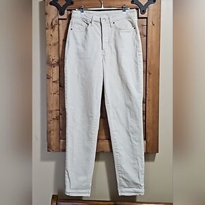 Old Navy Cream Curvy OG Straight Cotton Stretch Button-fly Jeans Size 8 Tall
